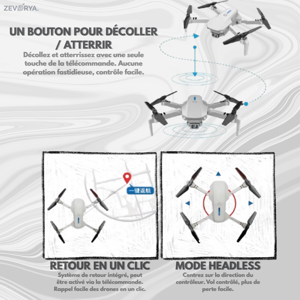 Drone E88 – Caméra 4K, Pliable & Léger