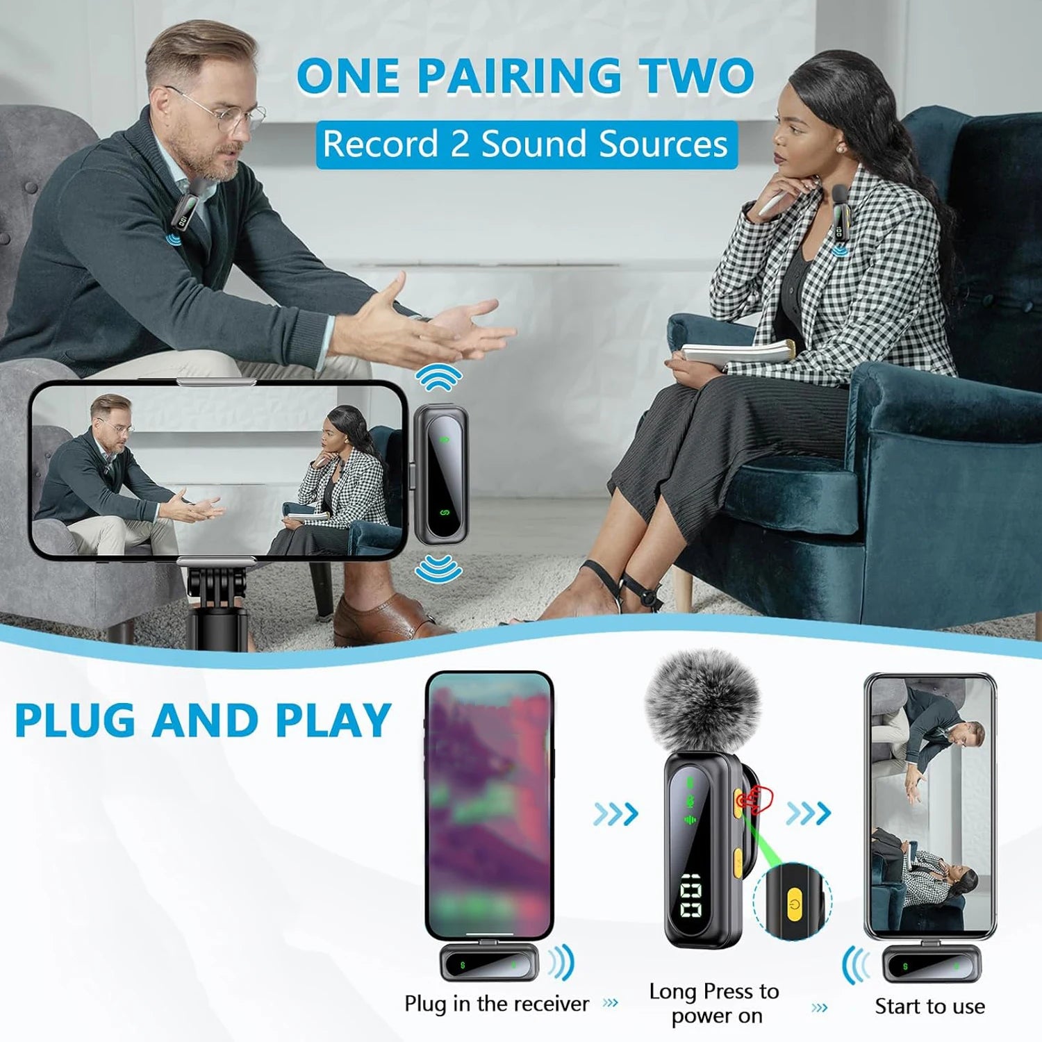 Micro Cravate Sans Fil – Plug & Play, USB-C